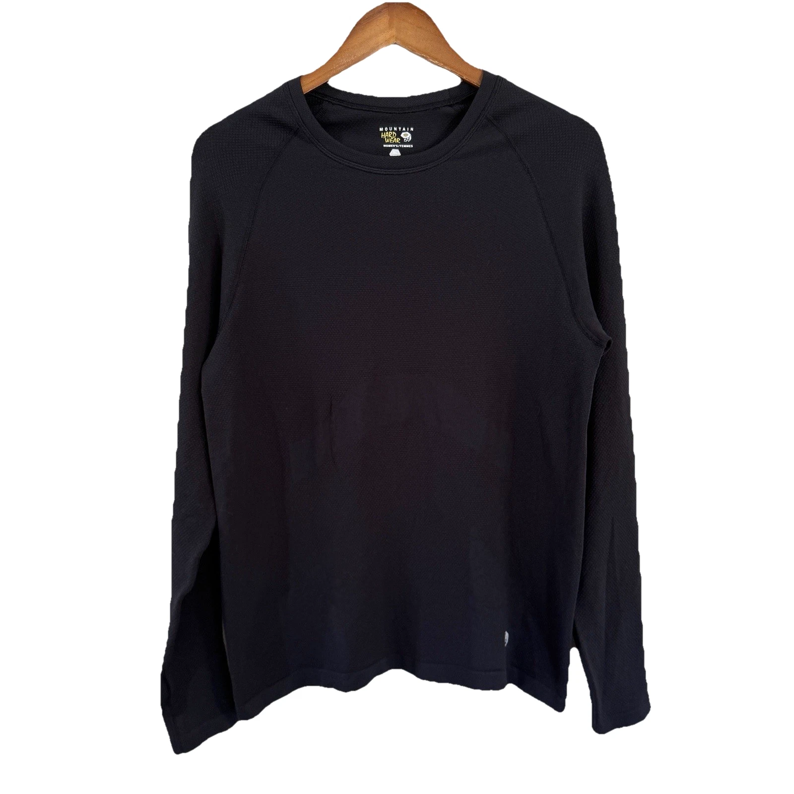 Mountain Hardwear XL Long Sleeve Base Layer Top Womens Black Athletic Fit Hiking