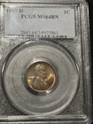 1957-D Wheat Penny MS64 Toning