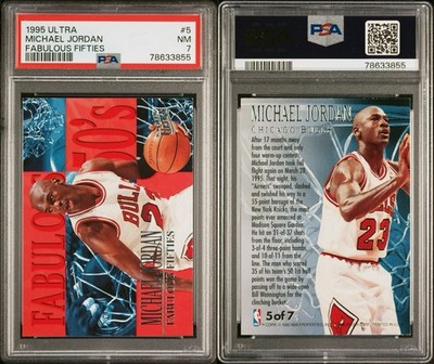 MICHAEL JORDAN 1995-96 Fleer Ultra FABULOUS 50s #5 Bulls HOF PSA 7!! RARE INSERT