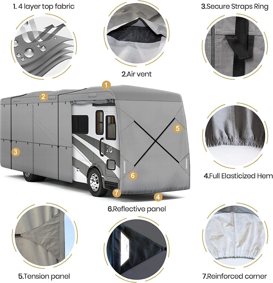 Windproof Upgraded Class A RV Cover Motorhome Cover Extra Thick 5