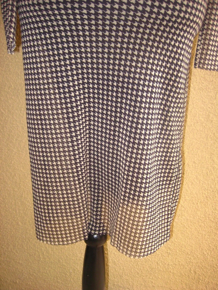 Vestido Jean Paul Gaultier Soliet Fuzzi negro/bronceado pata de gallo malla capucha forrado S Foto 3 de 4