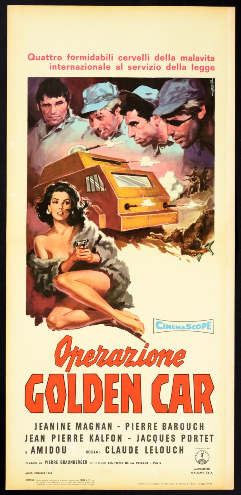 Locandina originale film OPERAZIONE GOLDEN CAR (1965) - Regia di Claude Lelouch