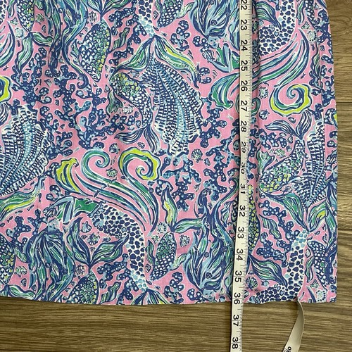 Lilly Pulitzer Maurina Blue Mermaid Sea Print Lagoon Linen Shift Dress sz 4 - Picture 10 of 13