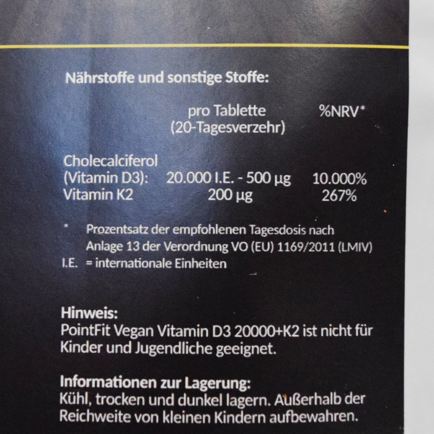 Vitamin D3 20000 I.E + K2 MK7 200 mcg Depot Hochdosiert 180 Vegane
