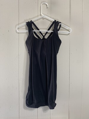 Lululemon Black Tank Top Size 4 Racerback Sports Bra Flow Active Wear