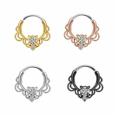 16G Titanium Septum Clicker Nose Hoop Daith Rings Hanger Body Piercing Jewelry
