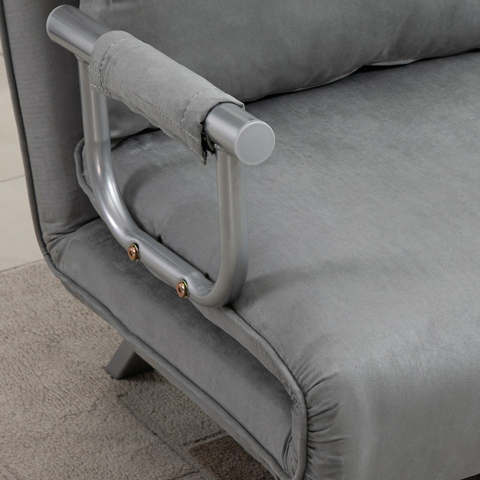 Fabric Convertible 2 Seater Sofa Bed w/ 2 Pillows, Light Grey eBay