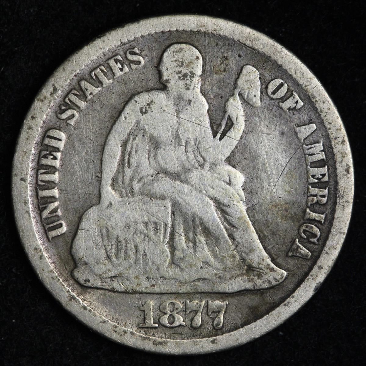 1877-CC Seated Liberty Silver Dime CHOICE FINE/VF E139 WZANP | eBay