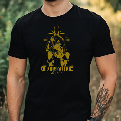 Mens Anime Gothic Motif Cotton T-Shirt Size XS to 5XL