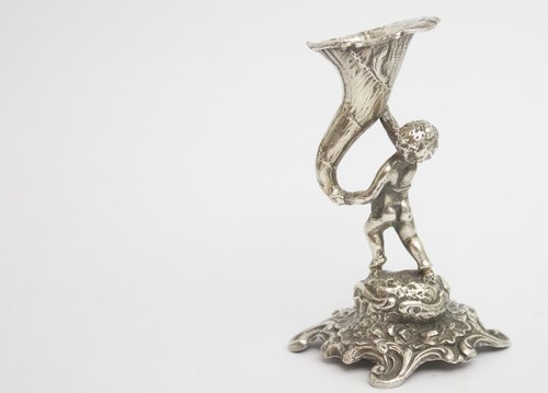 Antique solid silver Rococo miniature vase German C.1900 - Picture 10 of 10
