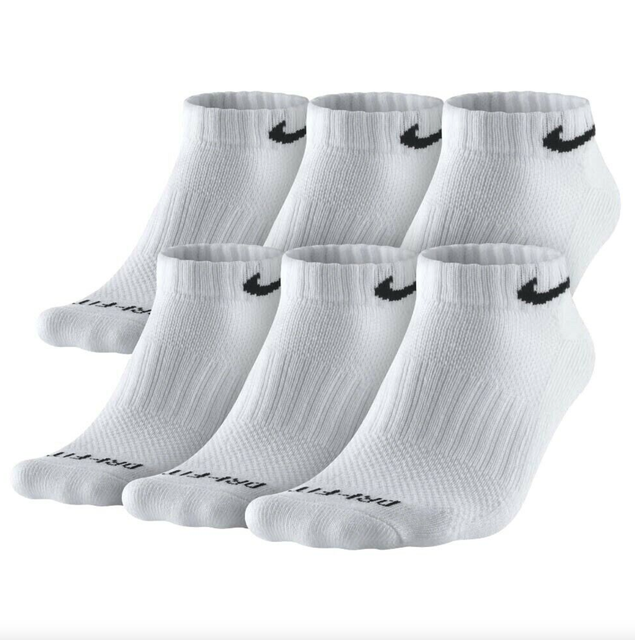 Nike Everyday Plus Cotton Cushioned Low White Socks 6 Pair Pack Dri-fit Medium for sale online 