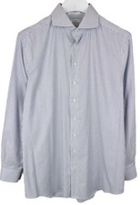 SUITSUPPLY Traveller Formal Shirt Men's UK 42 Slim Fit Pinstriped Cutaway