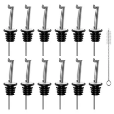 12PCS Stainless Steel Bottle Pourers, Liquor Pour Spouts Set with Caps Pourers