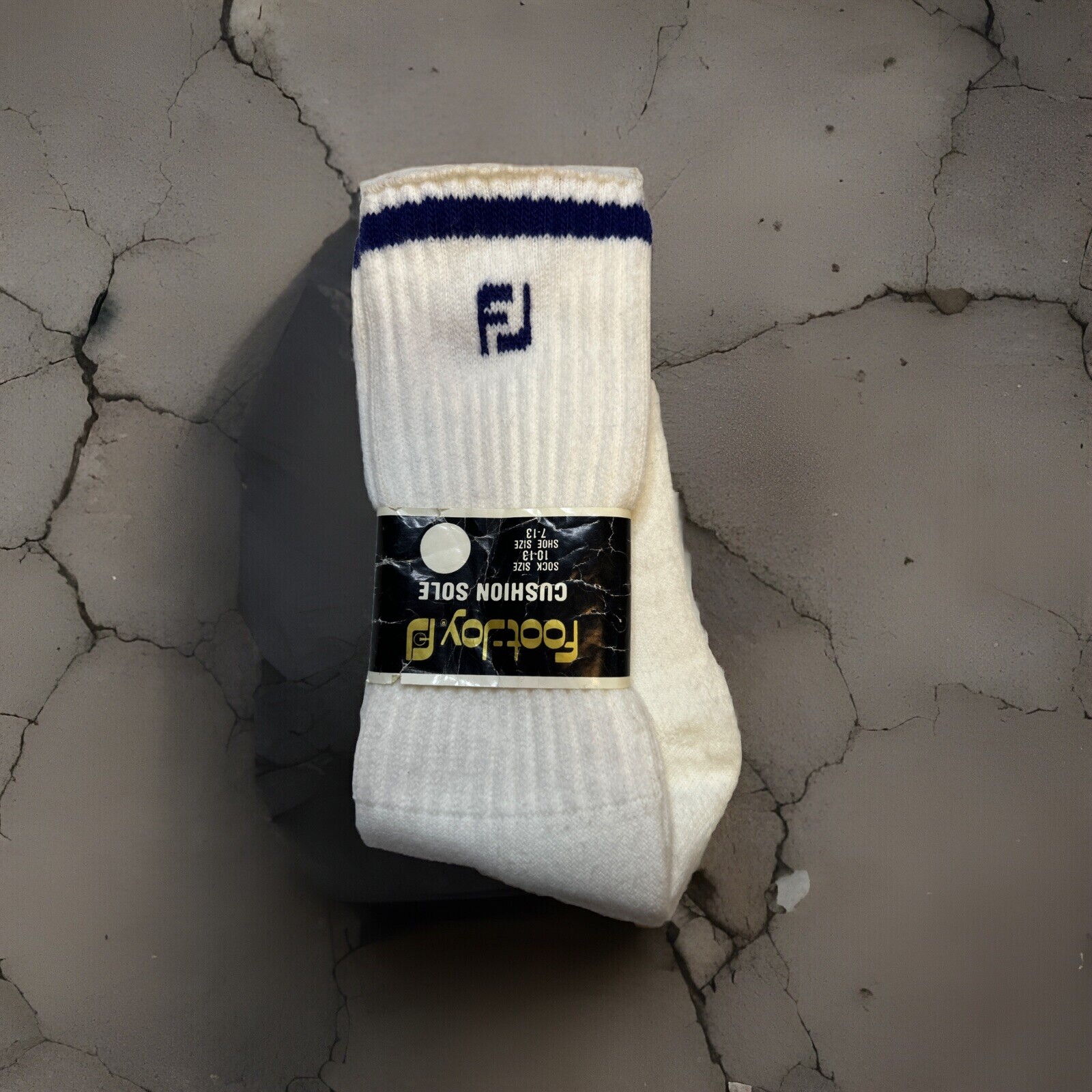 SAOLA Calze uomo vintage Footjoy suola ammortizzata crew nuove con etichetta acrilico anni 80 90 10 13 blu navy