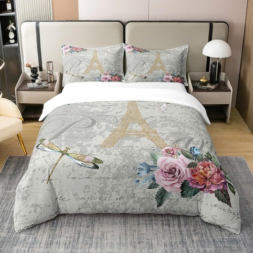 Organic Eiffel Tower Twin Duvet Cover Pink Floral Comforter Cover eBay