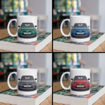 Personalisierte Mini Cooper S 5-türige exklusive Kaffeetasse Geschenk - Farbe wählbar