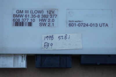 1998 BMW GM3 GM III LOW 12V E39 OEM 528i General Body Control
