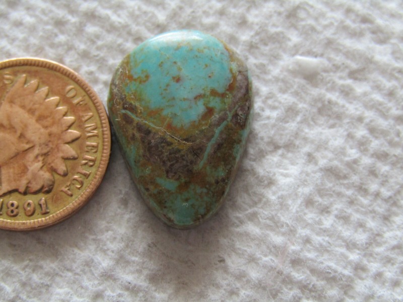 King's Manassa Turquoise 13 carat Cabochon American Blue Green Cab Lick Skillet