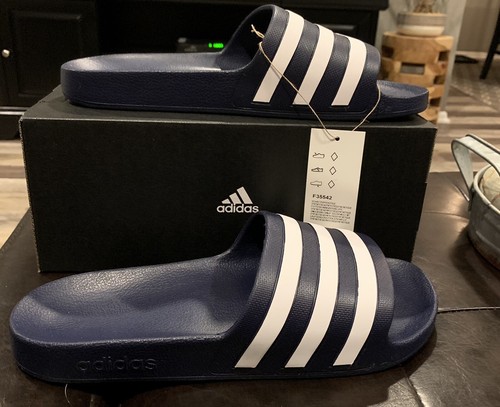 New- Adidas Navy Men's Size 9 Adilette Aqua F35542 | eBay