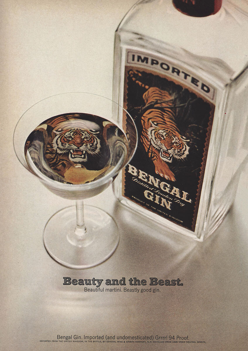 1966 Bengal Gin: Beauty and the Beast Vintage Print Ad | eBay