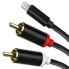 2-Male RCA to iOS Adapter Audio Stereo Cable Aux Cord Compatible with iPhone Pad