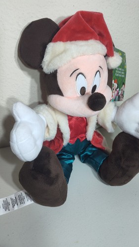 Disney Parks Christmas Holiday Santa Mickey Mouse Brown 15” Plush Toy 2023 - Picture 2 of 7