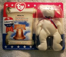 1996 McDonald's TY Beanie Baby Liberty the Bear with RARE Tag Errors - Mint!