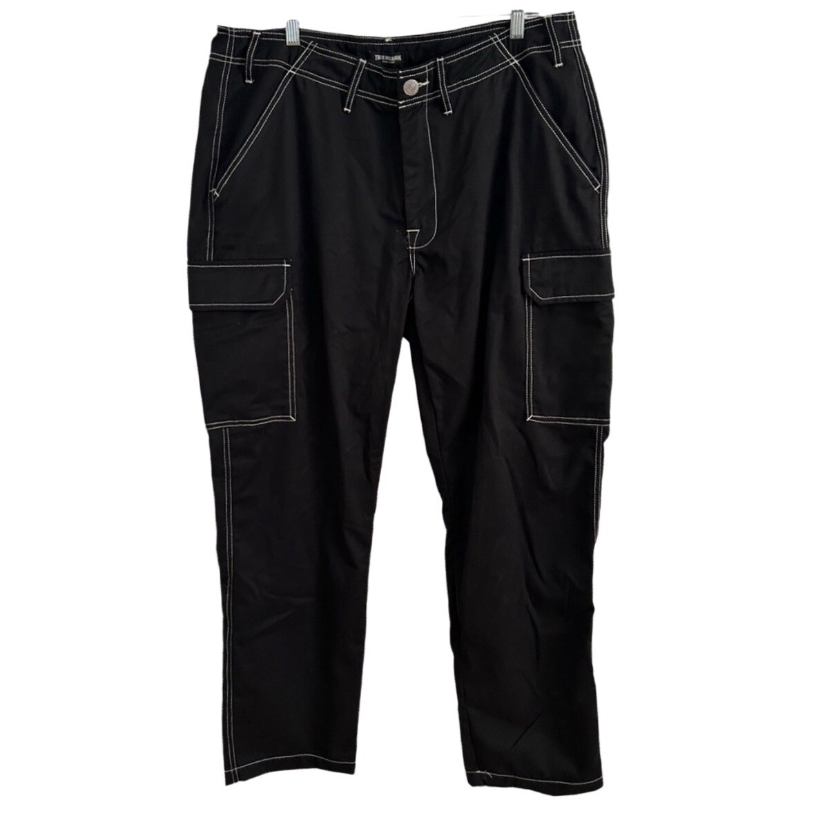 Contrast Stitch Big And Tall Cargo Jeans BadRhino Big Tall Black