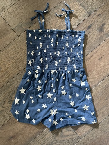 Jcrew Crewcuts Blue/White Stars Girls Romper One Piece Sz Small 6-7 - Picture 2 of 5