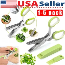 Herb Scissors Set with 5 Blades and Cover - Multipurpose Kitchen Chopping Shear