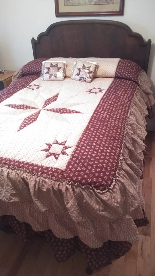 Colcha vintage tamaño doble, patrón estrella hecha a mano Foto 2 de 4