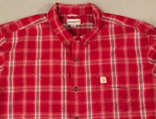 Carhartt Men's Long Sleeve Shirt Size 2XL Button Front Red Plaid Pattern Relaxed
