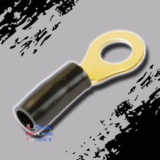 8 Gauge Ring Terminals 20 Pack AWG Wire Crimp Black Boot 5/16" Hole Contact Gold
