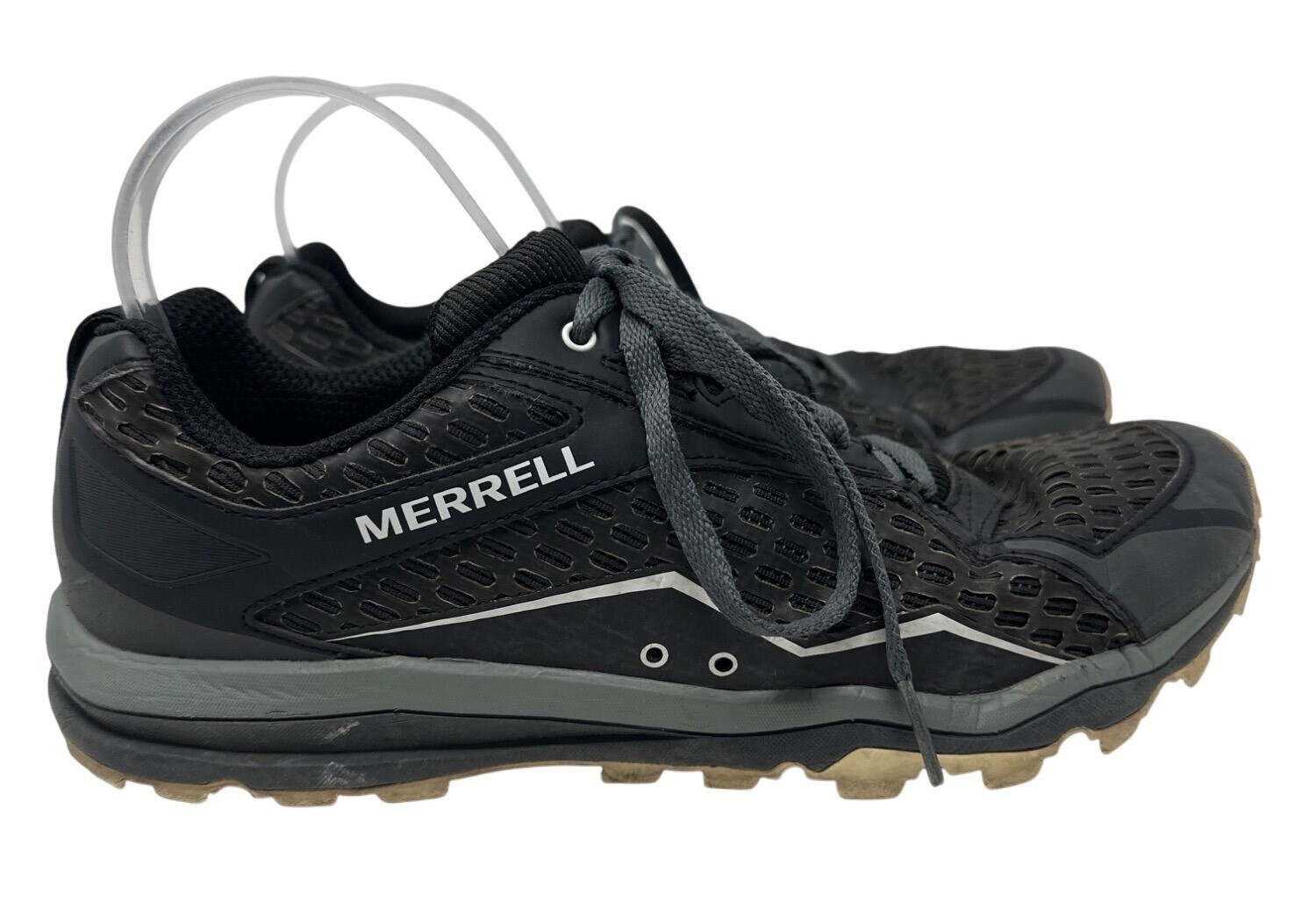 Scarpe da trail running Merrell nere stringate in rete taglia 9 con ammortizzazione Unifly