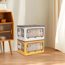 Foldable Plastic Storage Bin, Stackable Storage Box, Storage Box Yellow+White