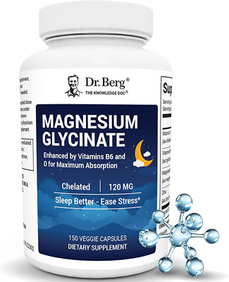 Dr. Berg Magnesium Glycinate with Vitamin D, B6 & Zinc, Chelated, 150 Capsules