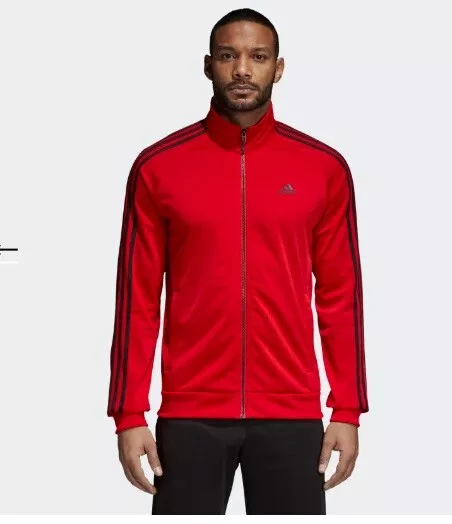 adidas Essentials Track Jacket cd8768 scarlet red black tricot 3 stripe firebird