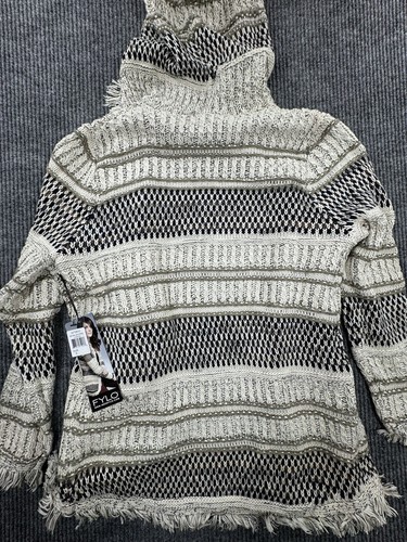 Fylo London Sweater Womens Small Cardigan Fringe Knit Cozy Long Sleeve Hooded - Picture 11 of 11