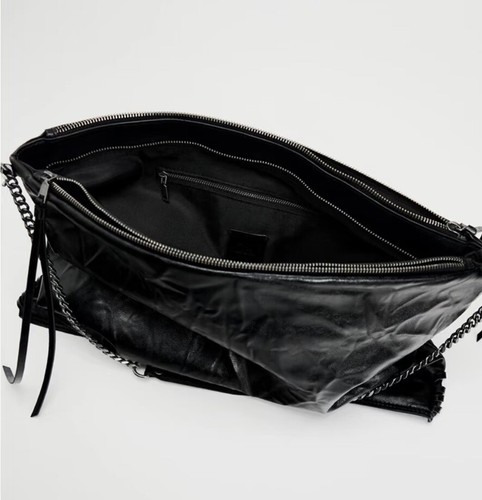 NWOT Zara Rocker Tote Bag In Black - Picture 3 of 7