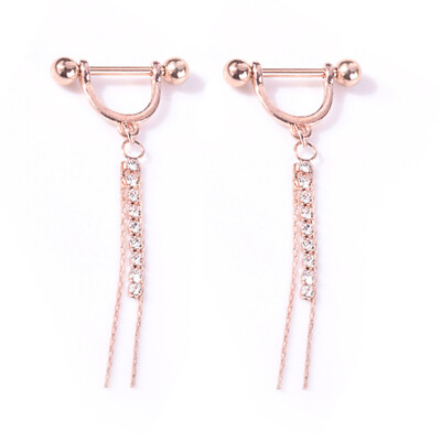 2X Stainless Steel Nipple Ring Shield 14G Nipplering Tougue Bar Barbell Piercing