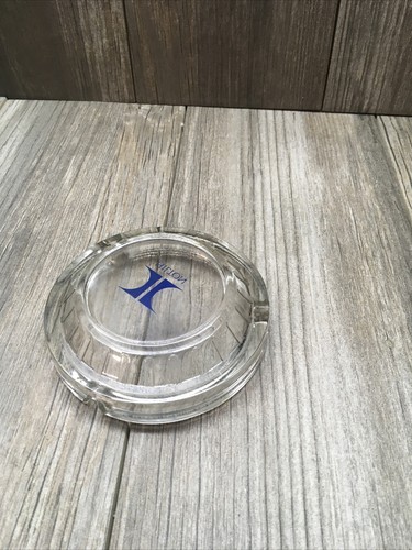 VTG Glass HILTON Hotel Ashtray Round Blue Logo No Chips/Cracks - Picture 4 of 12