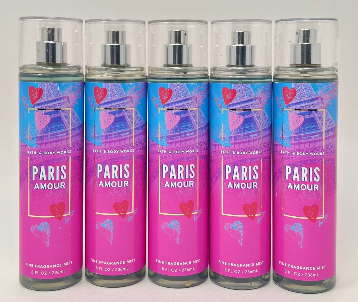 LOT OF 5 BATH & BODY WORKS PARIS AMOUR FINE FRAGRANCE MIST BODY