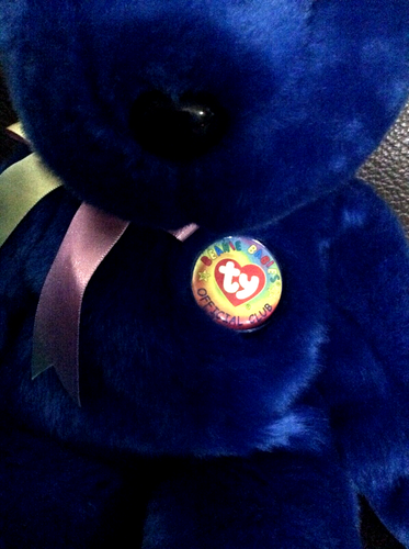 Ty Original Beanie Buddy Babies CLUBBY LG 1999 Blue Official Club Bear 14" - Picture 4 of 6