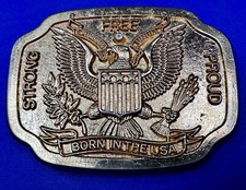 Born in the USA - Free Strong Proud Patriotic American Eagle Vintage Belt Buckle