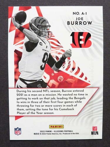 2022 Panini Illusions Football Joe Burrow Amazing Insert Card #A-1 Bengals - Bild 2 von 2