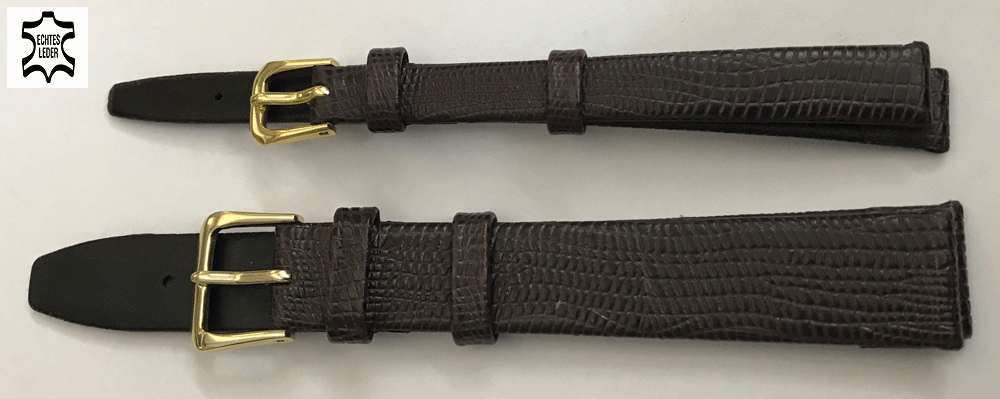 Uhrenarmband Avenue 18mm Hellbraun Echt Teju-Eidechse Abgenäht Von RIOS