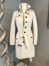 Burberry London Cream Strip Quilted Trench Coat - Nova Check Lining Size Xs
