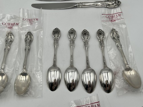 GORHAM LA SCALA STERLING SILVER FLATWARE 22 Pcs FORKS SPOONS KNIVES 1300 Grams - Picture 10 of 21
