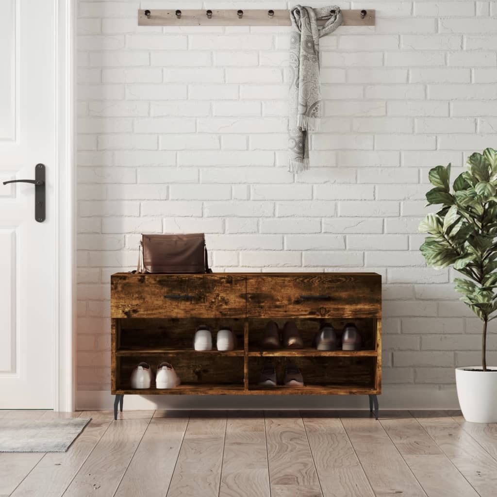 Panca Porta Scarpe Rovere Fumo 102cm | Scarpiera Ingresso Robusta