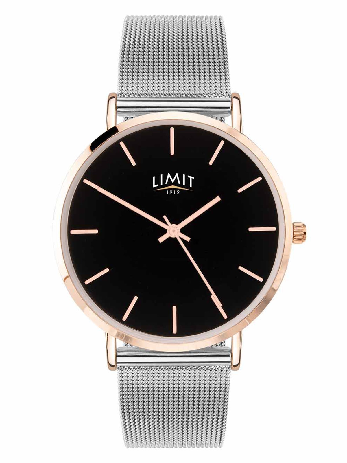 Limit Fashion 38mm Womens Round Rose Gold Analogue Watch with Silver Mesh Strap